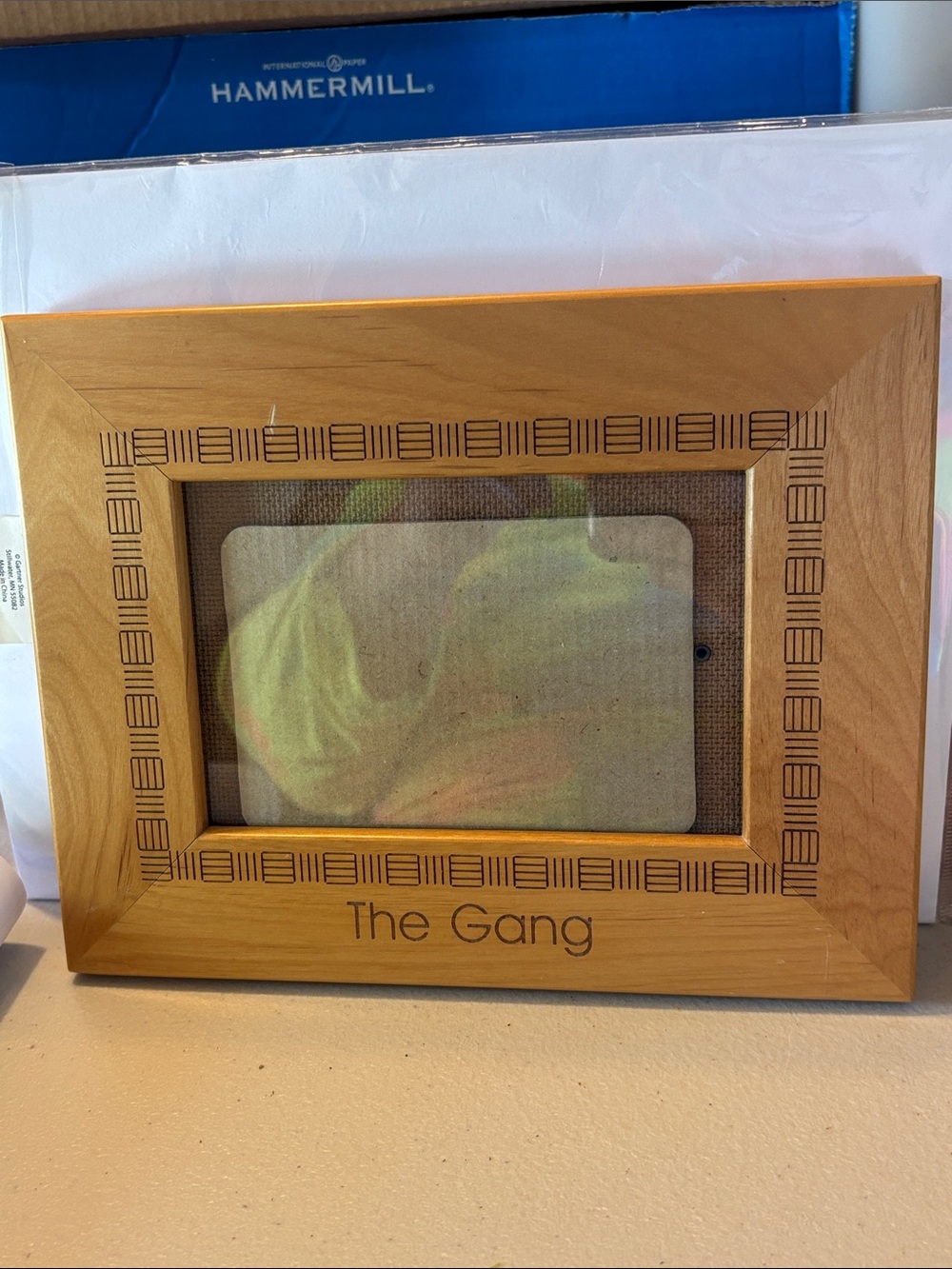 Vintage 2001 Avante Laser Art “The Gang” Wooden Picture Frame for a 4x6 Photo